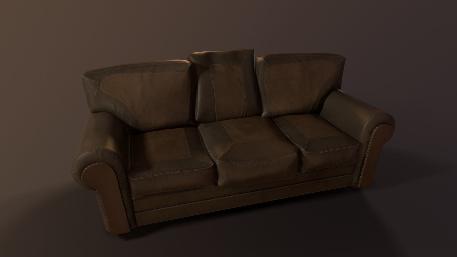 Old Couch - PBR Model Low-poly 3D model_3