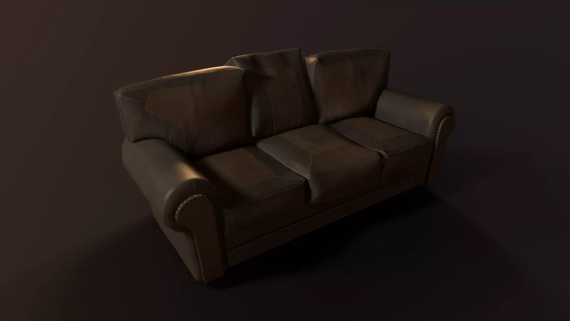 Old Couch - PBR Model Low-poly 3D model_0