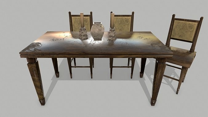 Table Set marble vase Low-poly 3D model