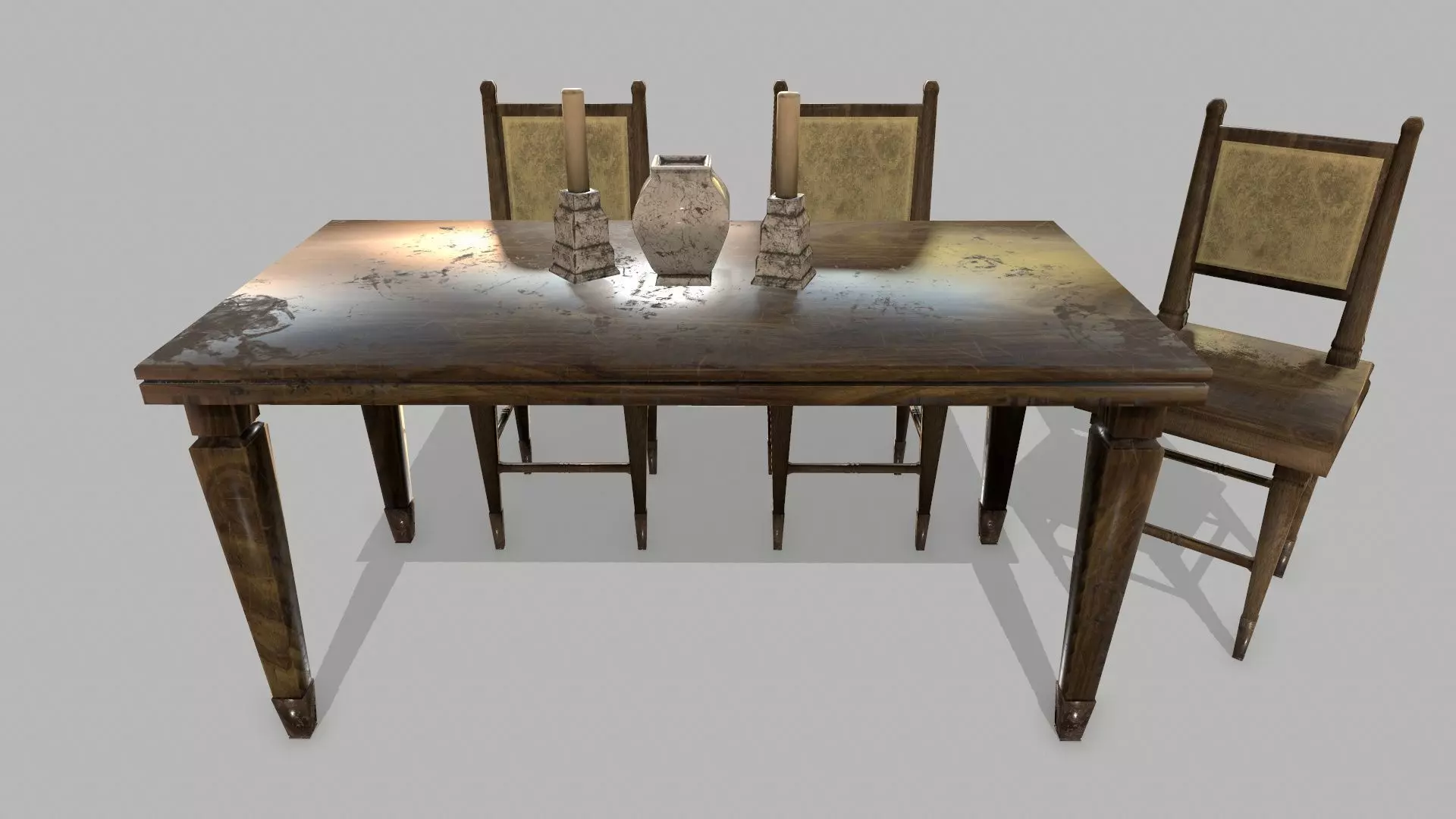 Table Set marble vase Low-poly 3D model_0