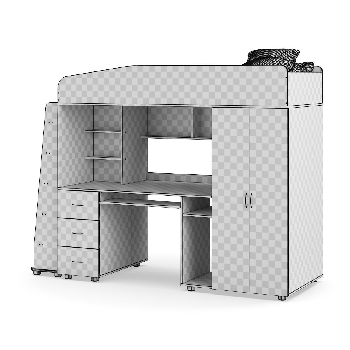 Legenda K01 and LP04 childrens modular bed 3D model_8