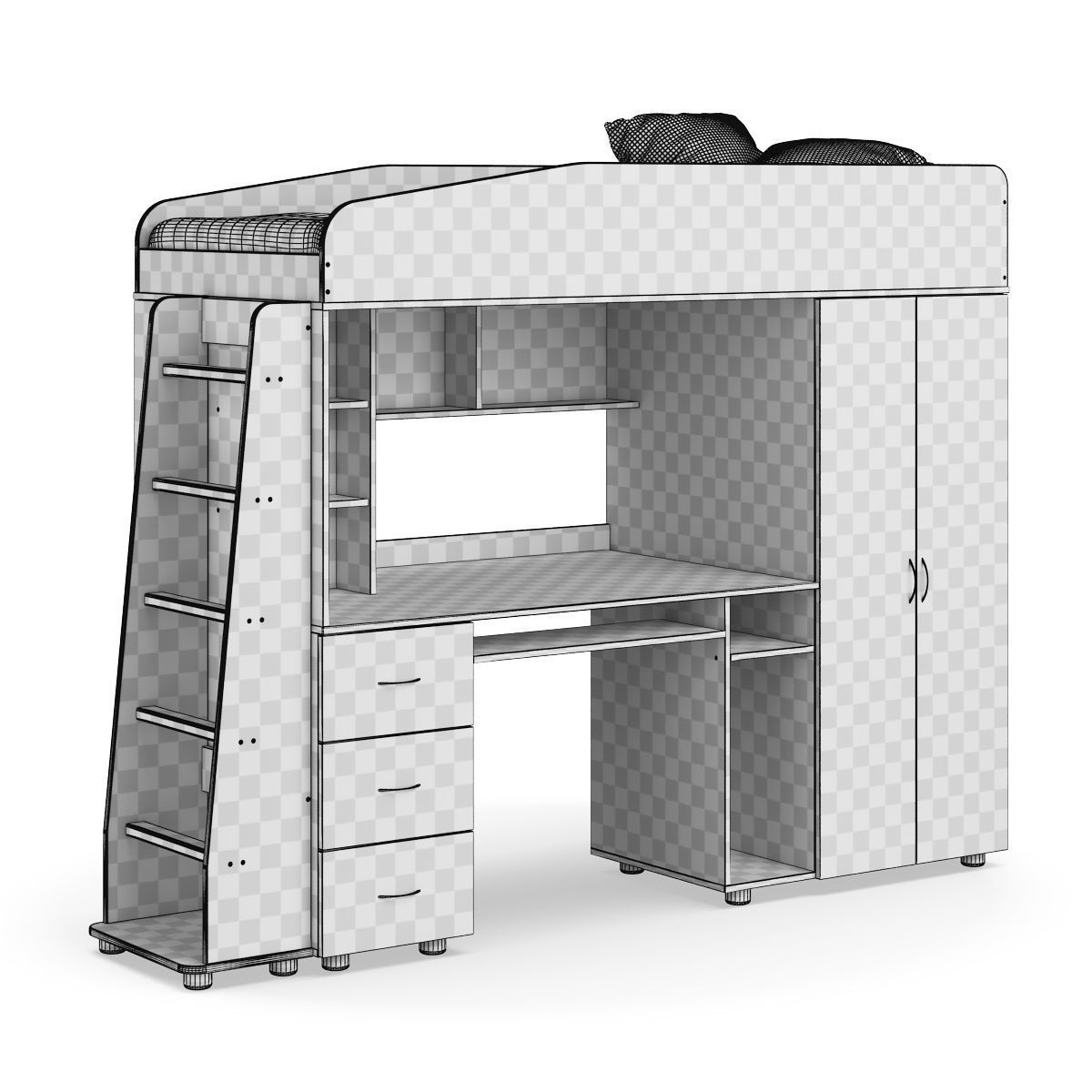 Legenda K01 and LP04 childrens modular bed 3D model_6