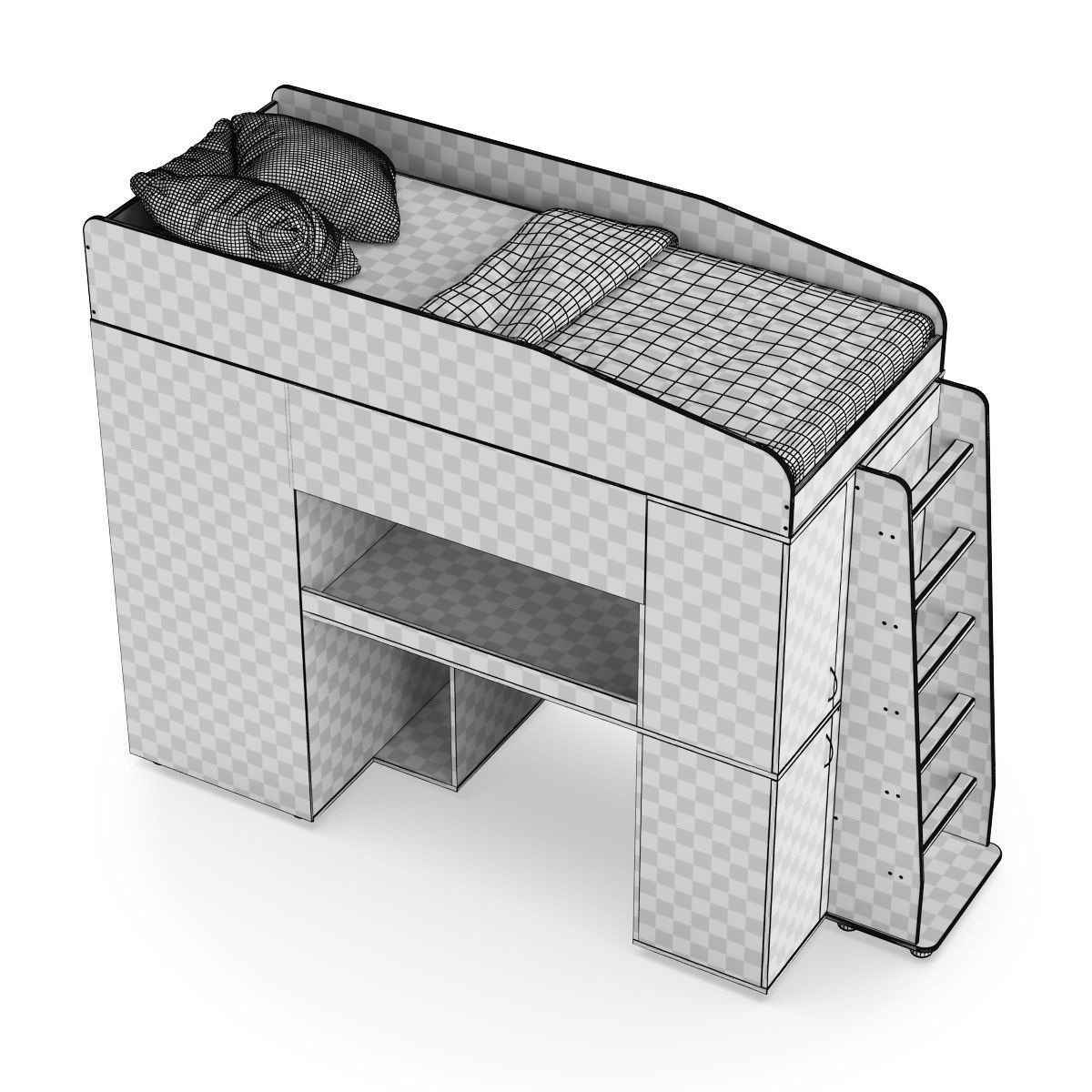 Legenda K01 and LP04 childrens modular bed 3D model_9