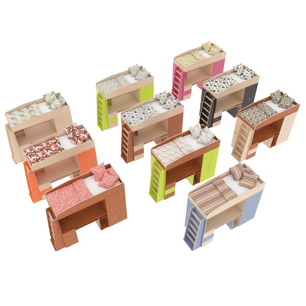 Legenda K01 and LP04 childrens modular bed 3D model_5