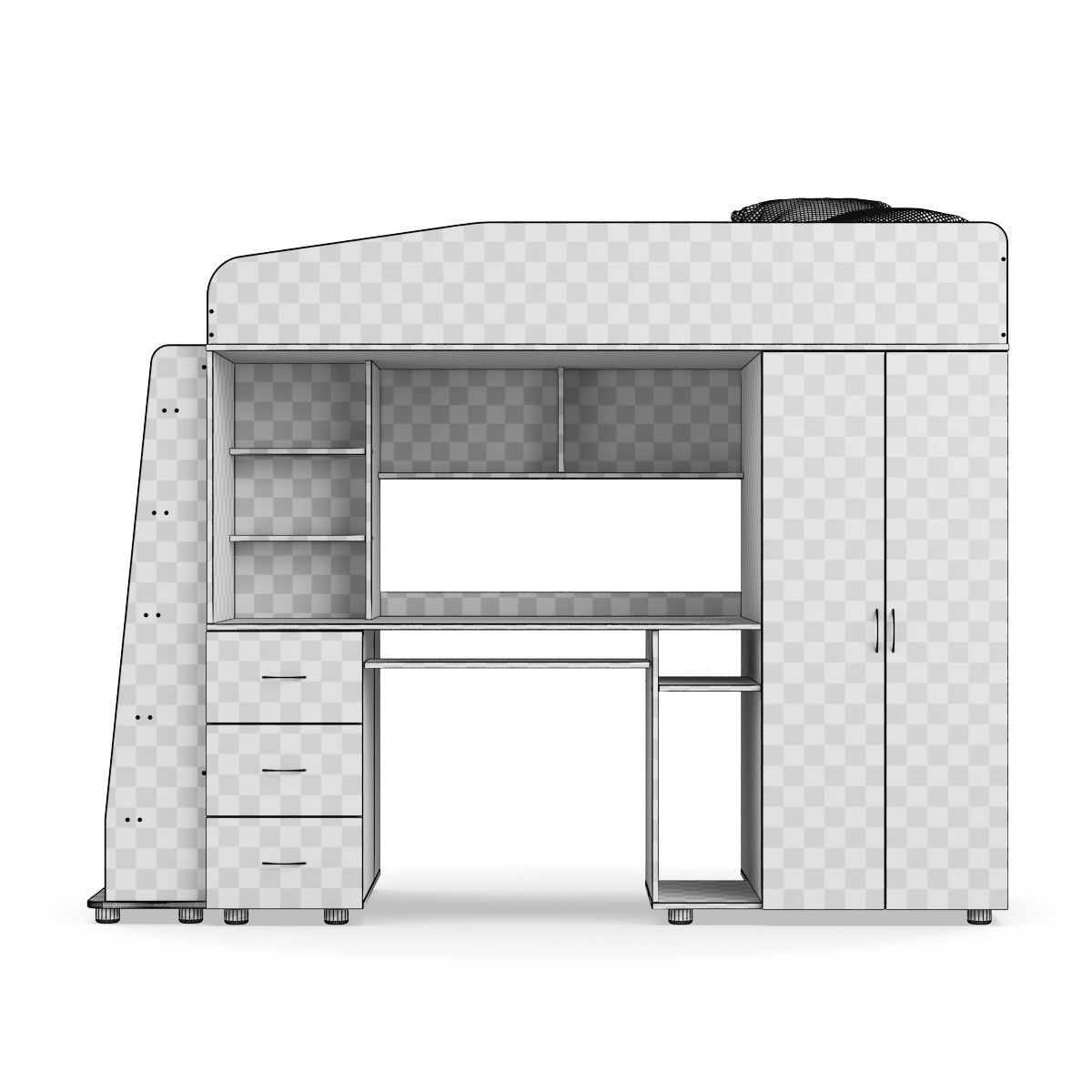 Legenda K01 and LP04 childrens modular bed 3D model_7