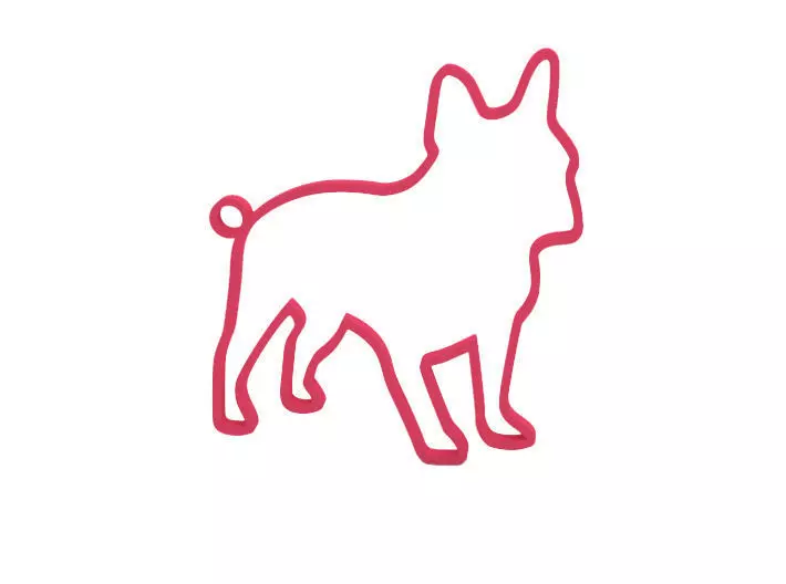 Keychain french bulldog silhouette 3D print model_0