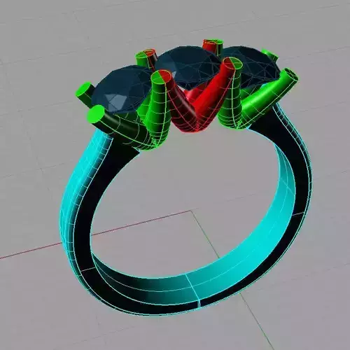 Diamond Trilogy Engagement Ring Anello trilogy TR16 3D print model