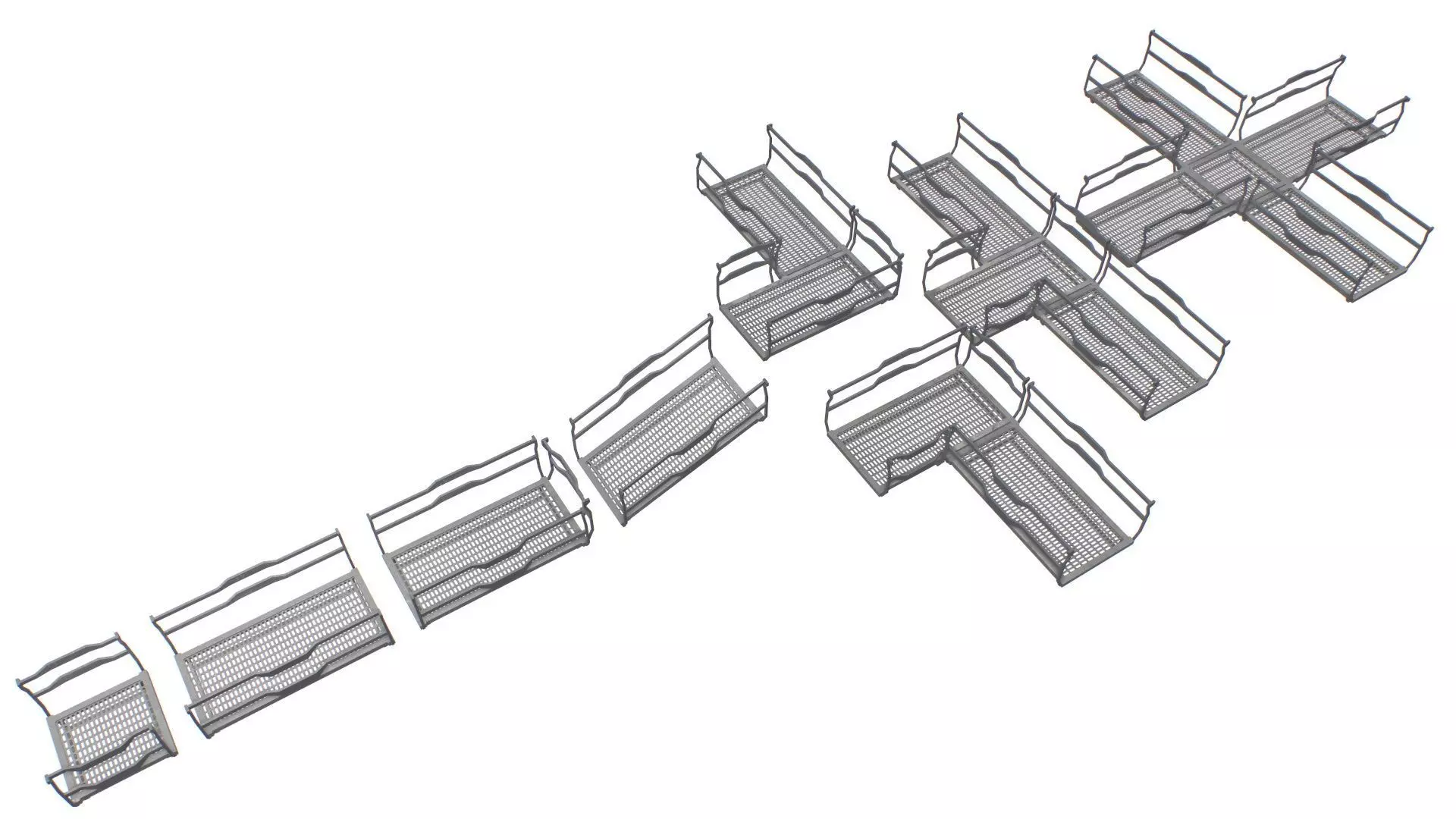 Modular Sci Fi Catwalk Low-poly 3D model_0