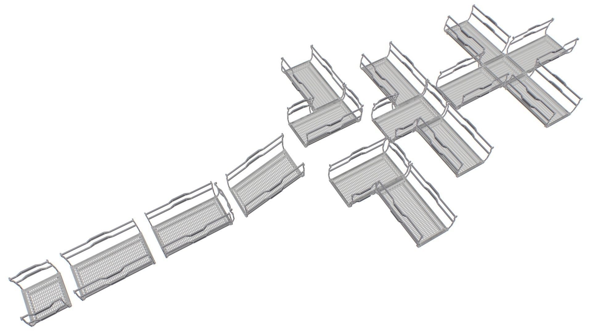 Modular Sci Fi Catwalk Low-poly 3D model_16