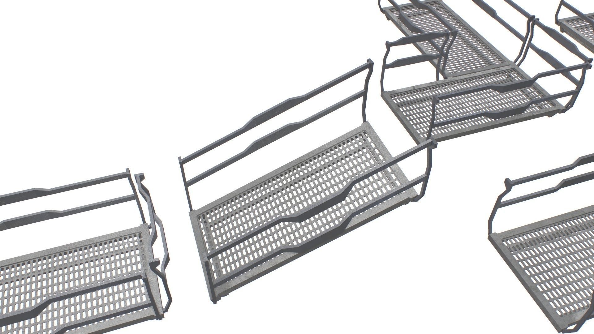 Modular Sci Fi Catwalk Low-poly 3D model_7