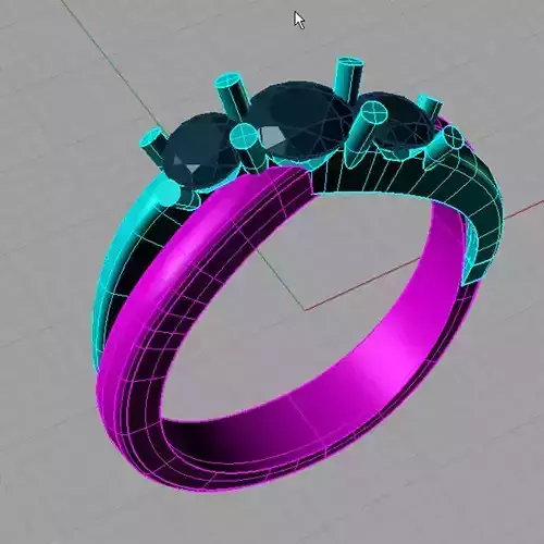 Trilogy fantasy  round diamonds Anello trilogy intreccio TR21