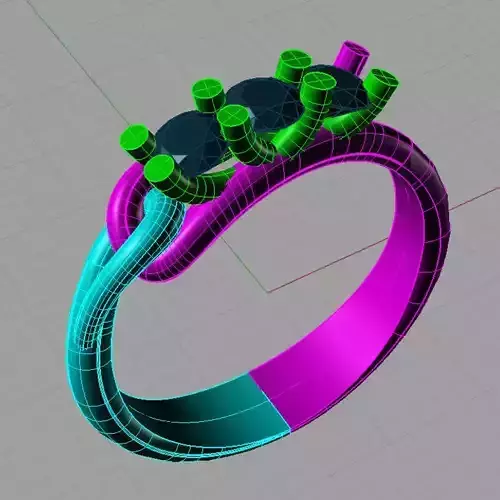 Trilogy gold ring Fantasy   anello contrarie TR22