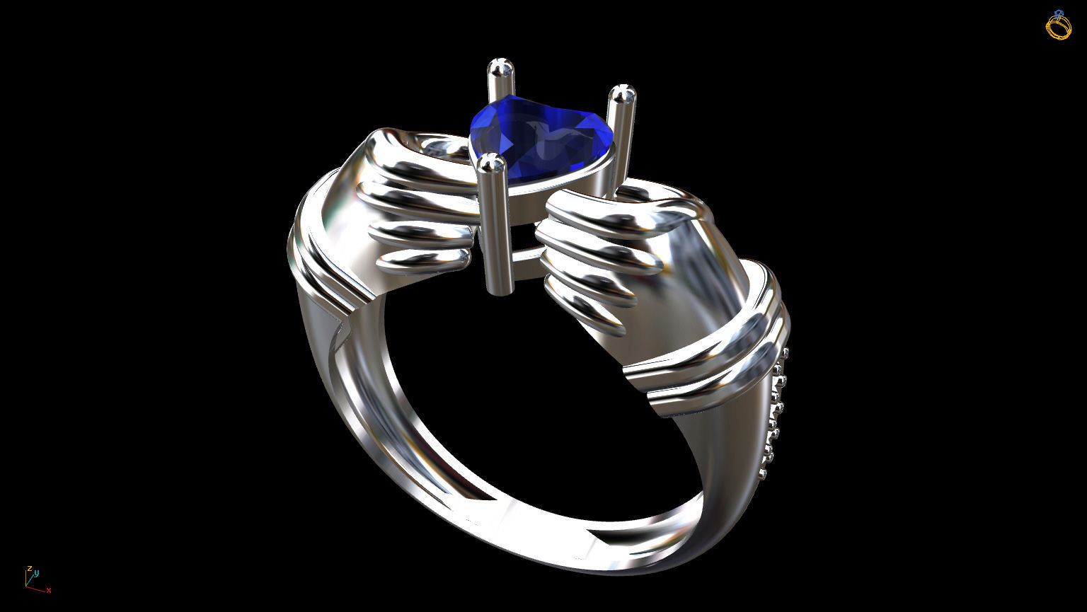Hand Heart Ring 3D print model_4