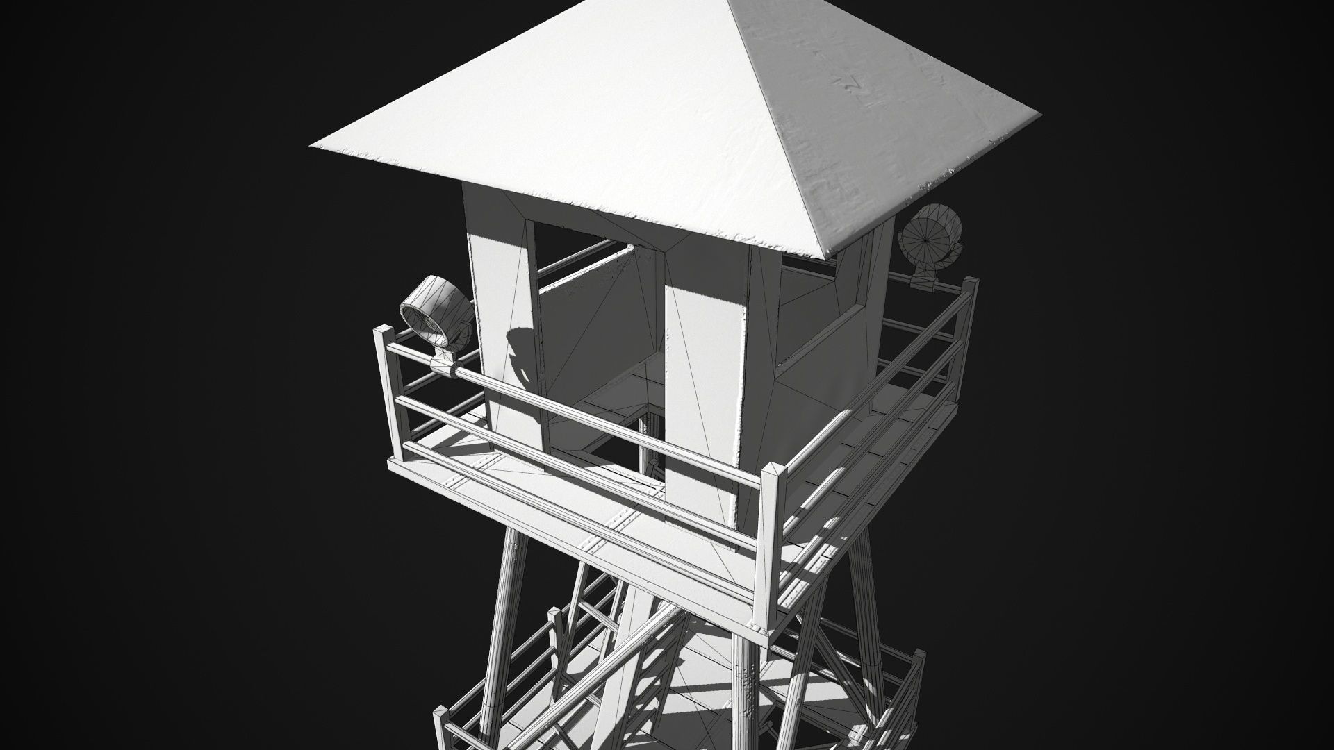 Military tower Low-poly 3D model_5