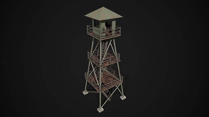 Military tower Low-poly 3D model