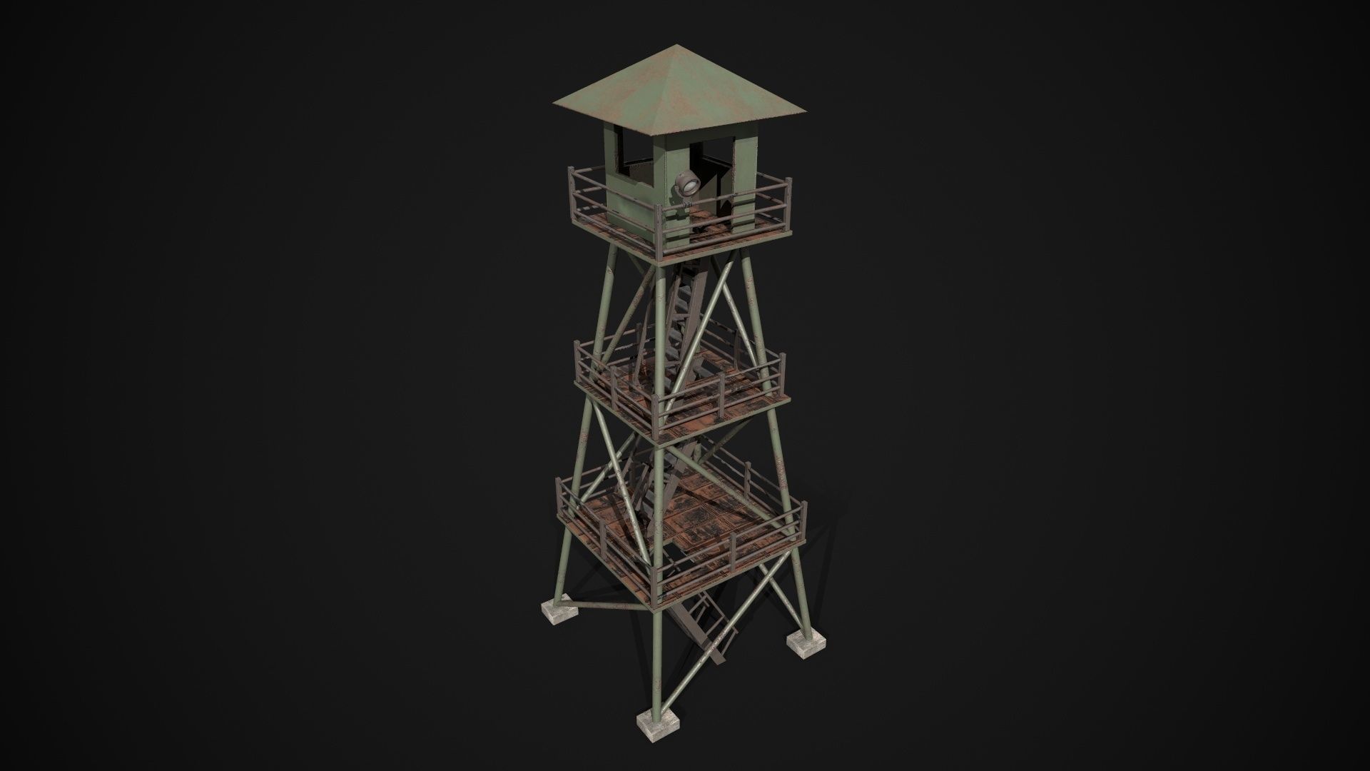 Military tower Low-poly 3D model_0
