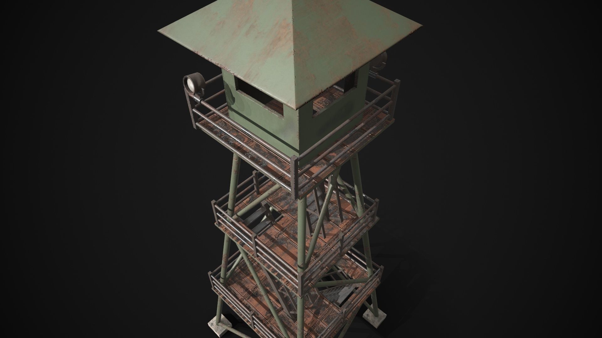 Military tower Low-poly 3D model_2