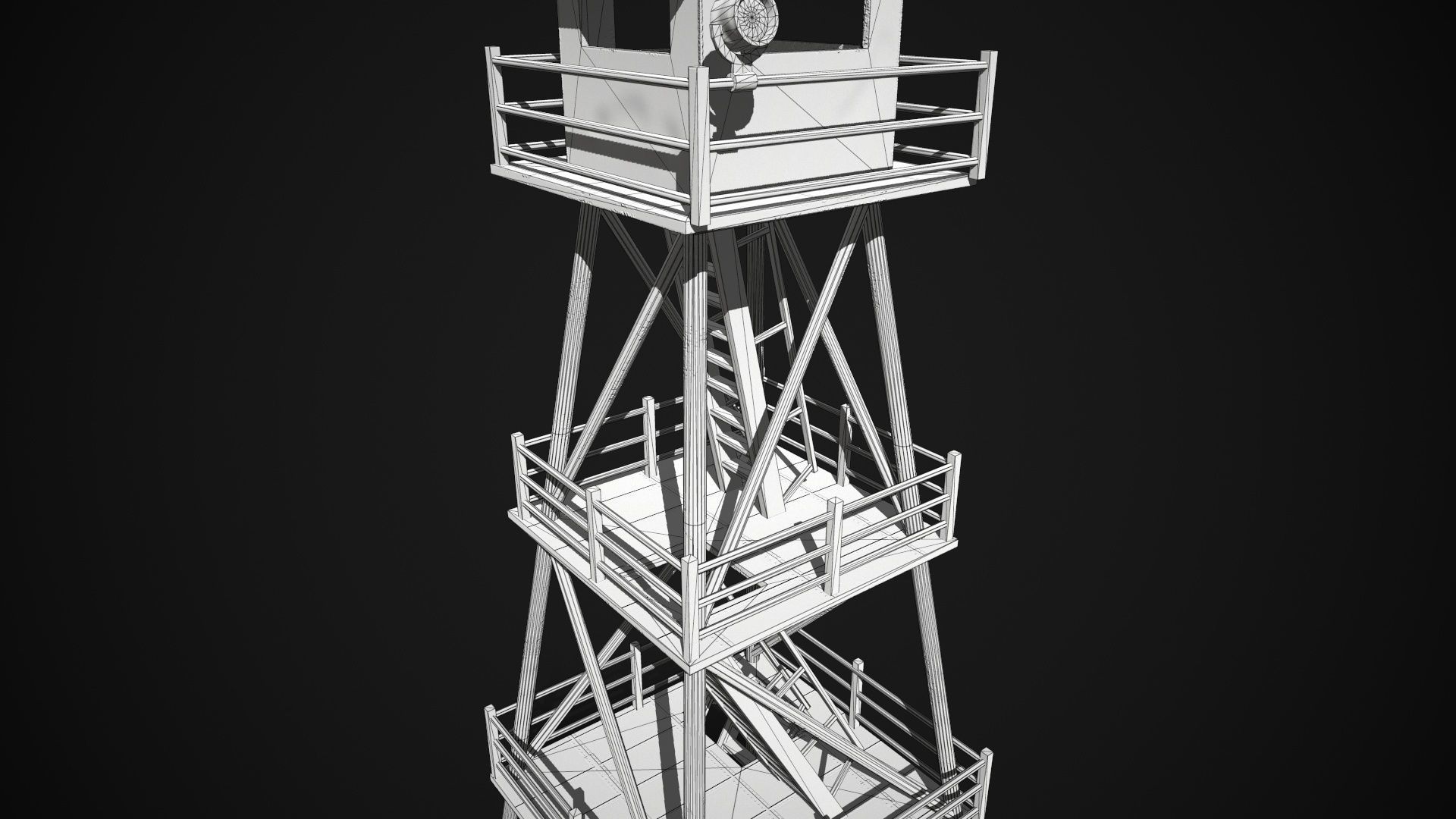 Military tower Low-poly 3D model_6