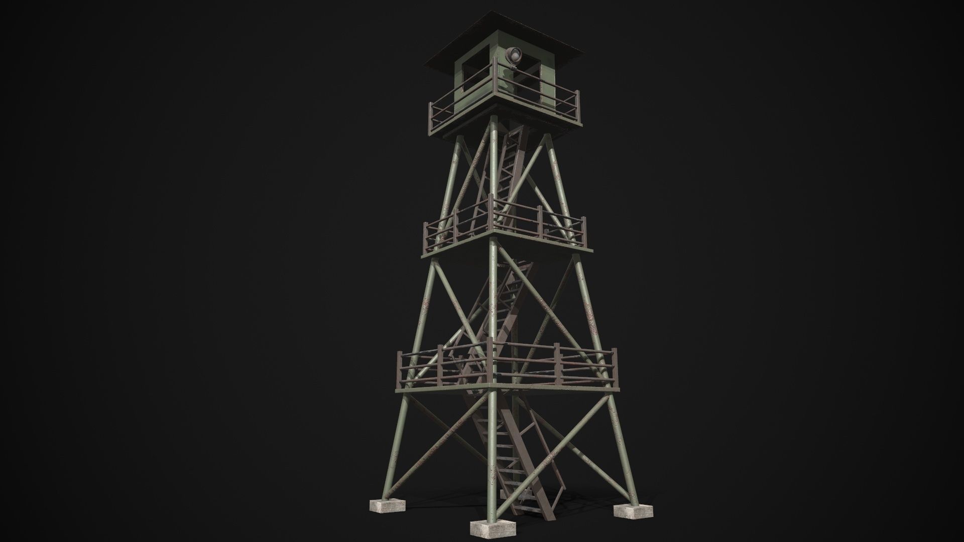 Military tower Low-poly 3D model_3