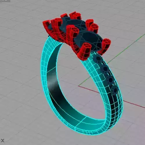Diamond Trilogy Engagement  -anello trilogy pave TR25 3D print model