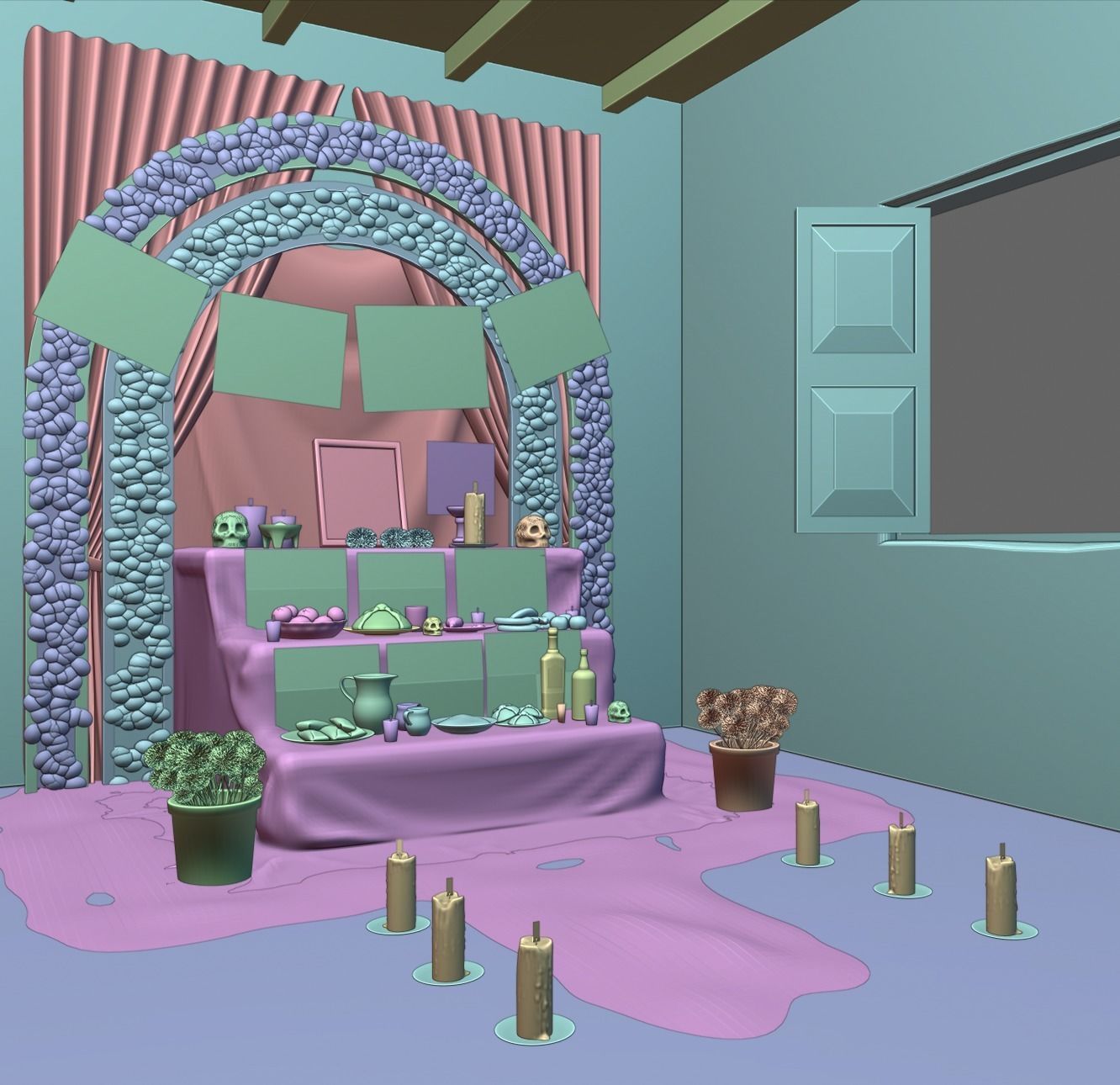 Day of the Dead Altar Low-poly 3D model_6
