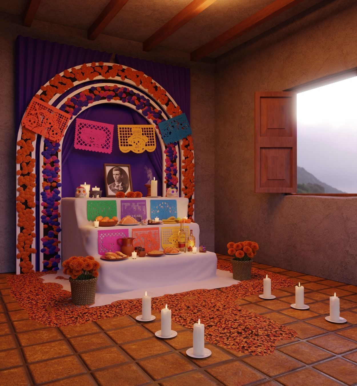Day of the Dead Altar Low-poly 3D model_1