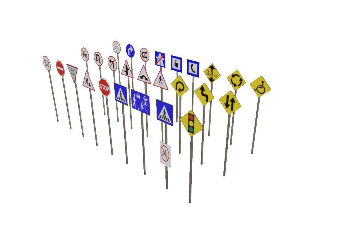 pbr Game ready traffic road signs Low-poly 3D model_3