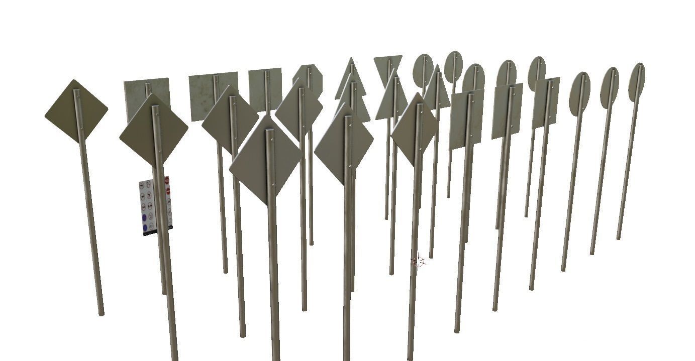 pbr Game ready traffic road signs Low-poly 3D model_2