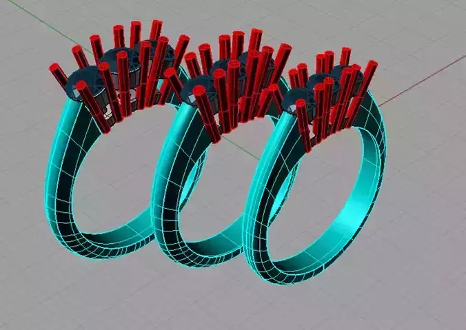 set Trilogy Engagement Ring Anelli trilogy vari  TR26 3D print model
