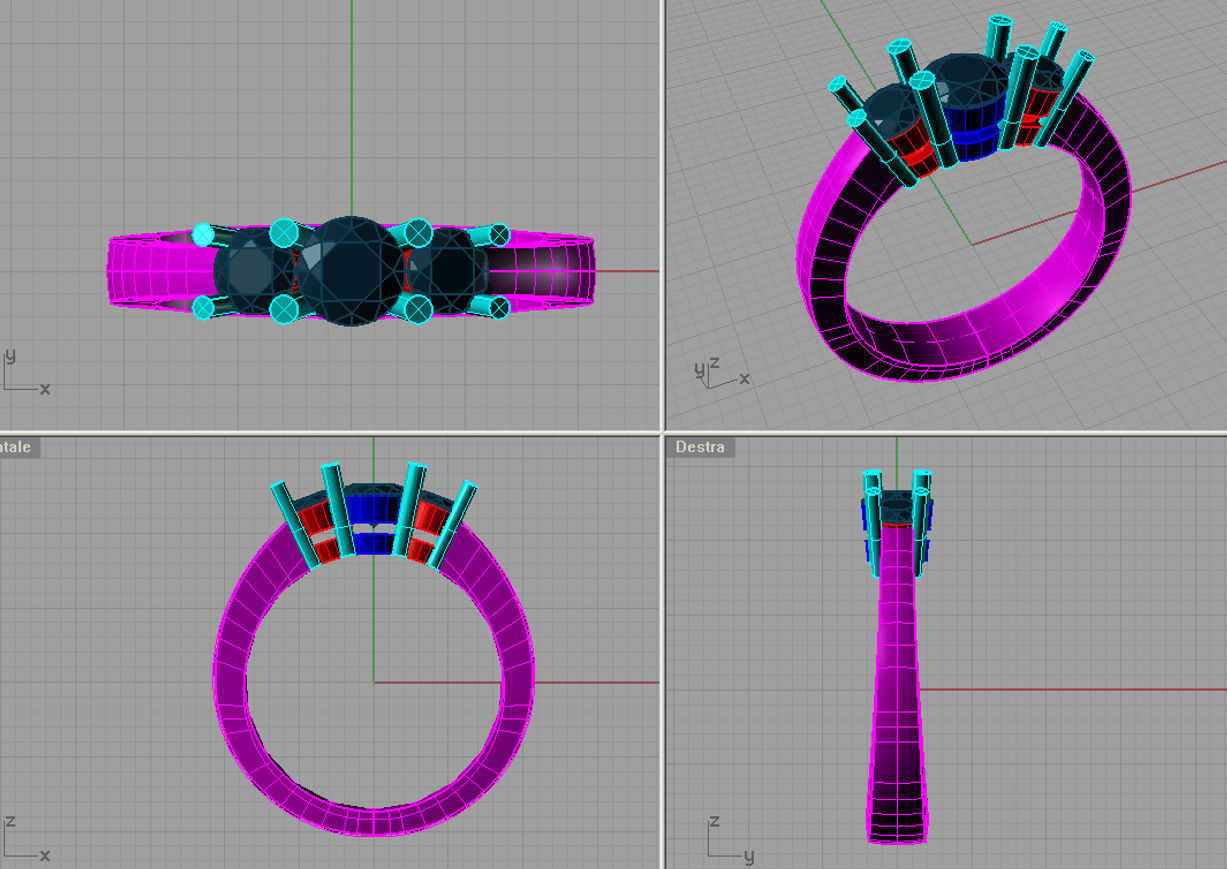 Diamond Trilogy Engagement Ring Anello classico  trilogy TR27 3D print model_2
