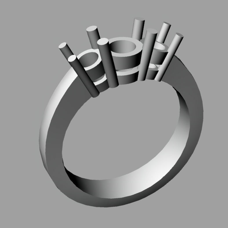 Diamond Trilogy Engagement Ring Anello classico  trilogy TR27 3D print model_3