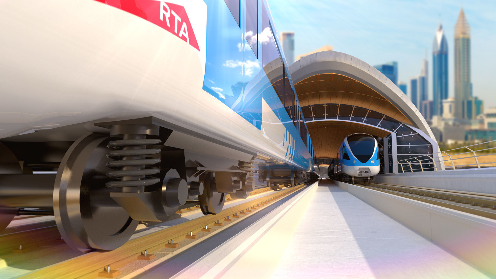 dubai metro stations with train 3D model_28