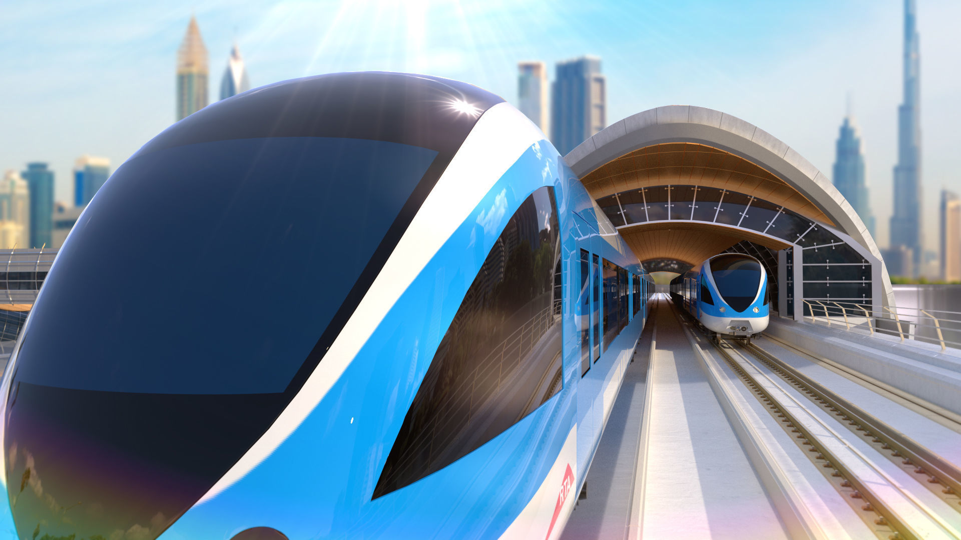 dubai metro stations with train 3D model_26