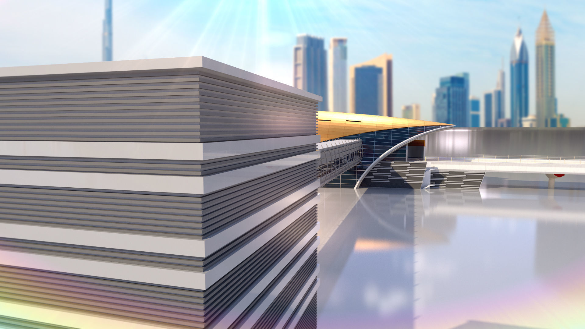 dubai metro stations with train 3D model_12