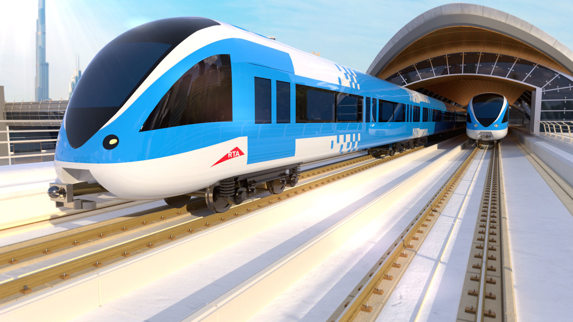 dubai metro stations with train 3D model_22