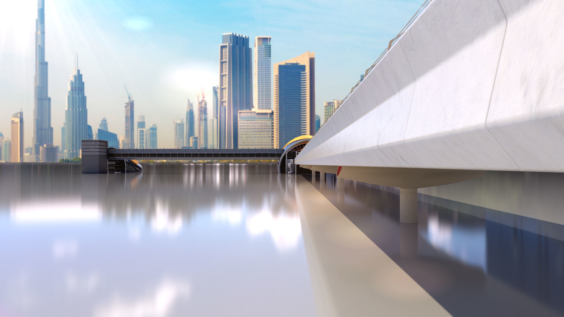 dubai metro stations with train 3D model_7