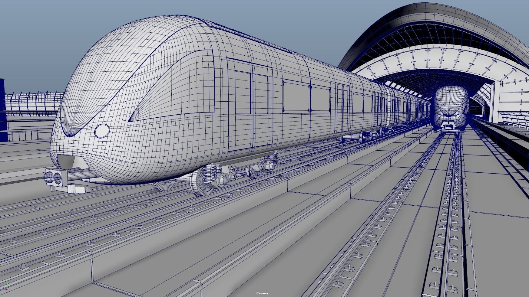 dubai metro stations with train 3D model_35