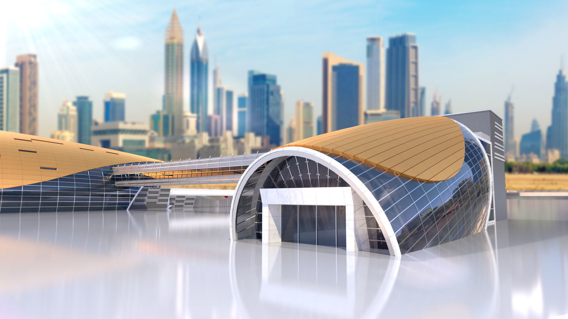 dubai metro stations with train 3D model_14