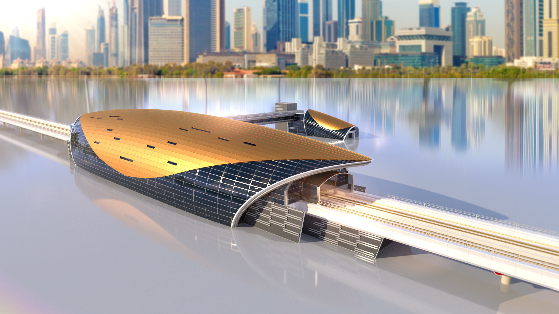 dubai metro stations with train 3D model_18