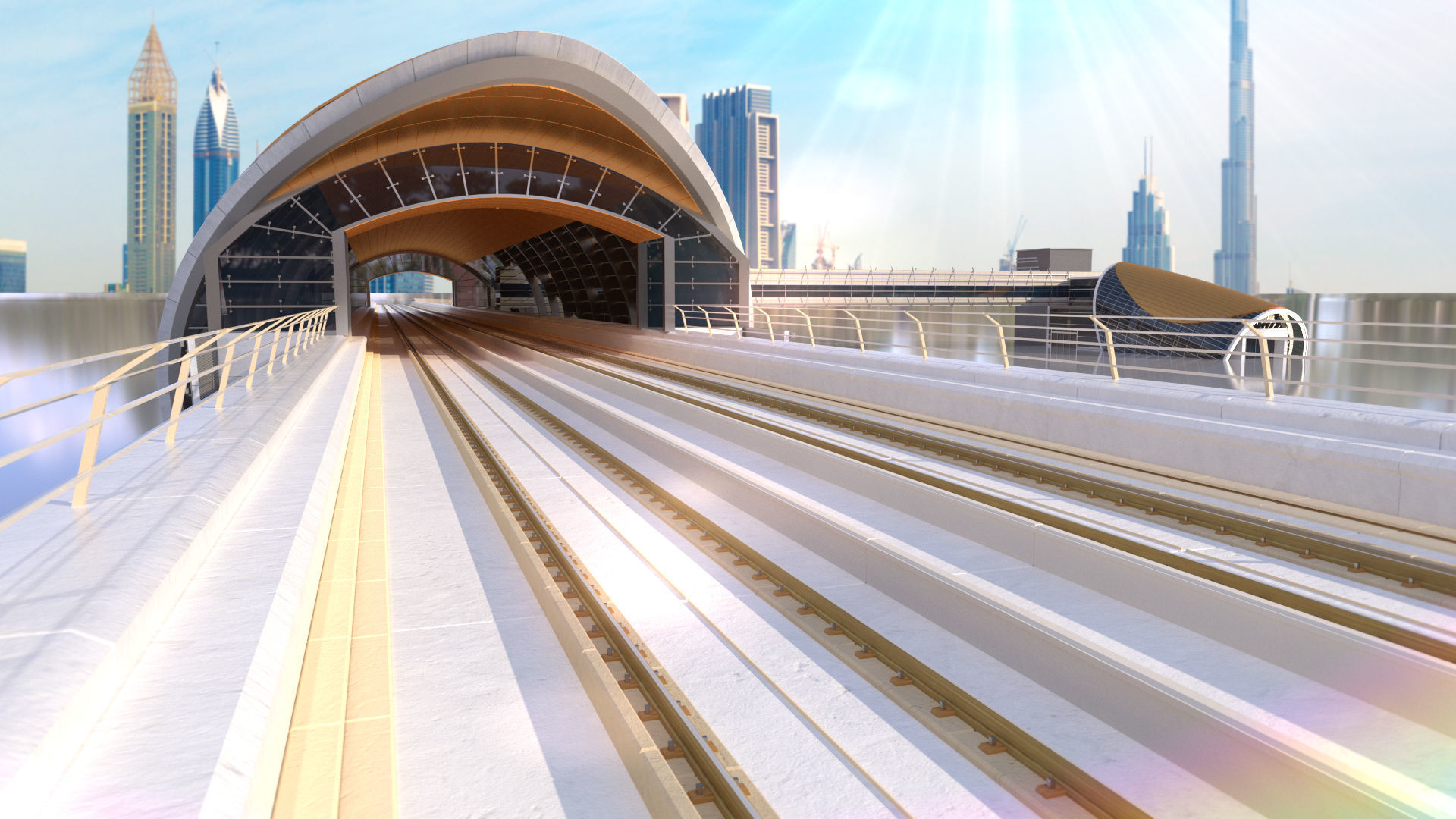 dubai metro stations with train 3D model_6