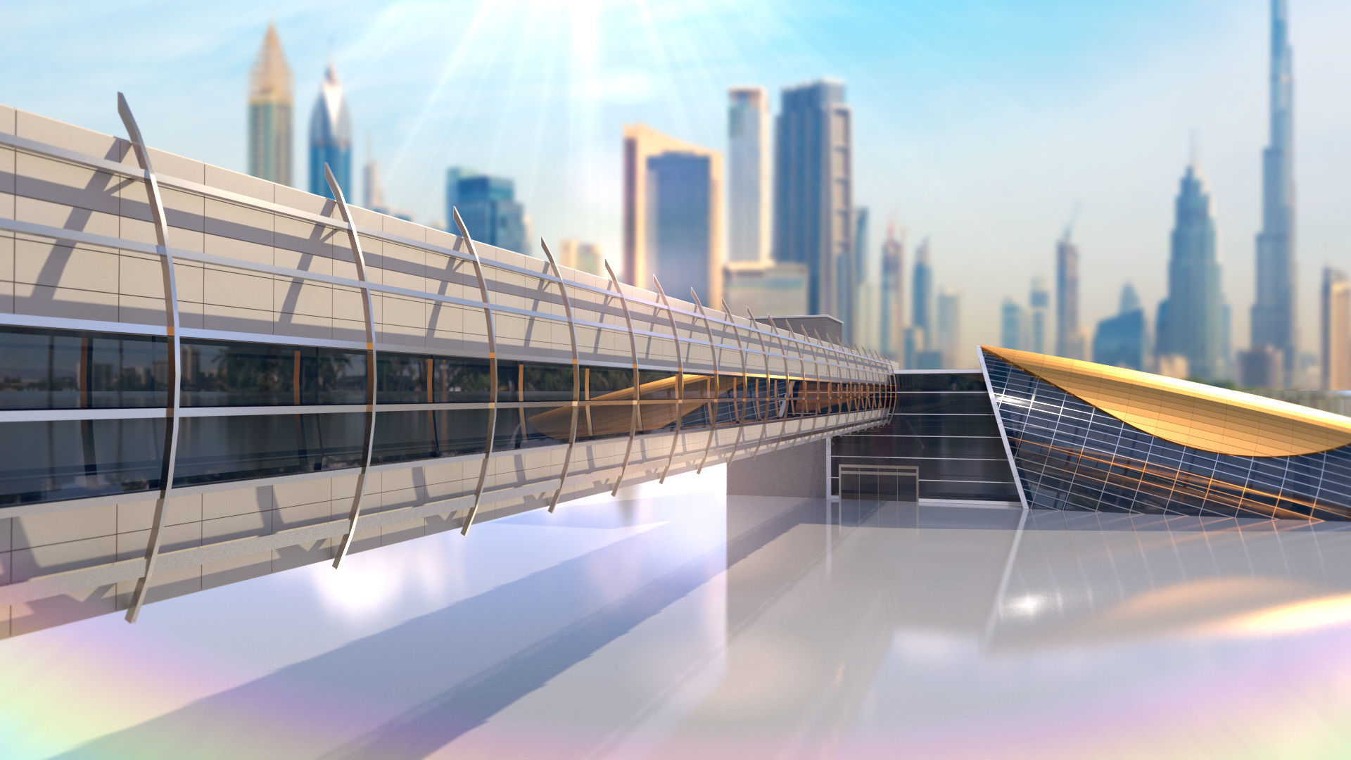 dubai metro stations with train 3D model_10