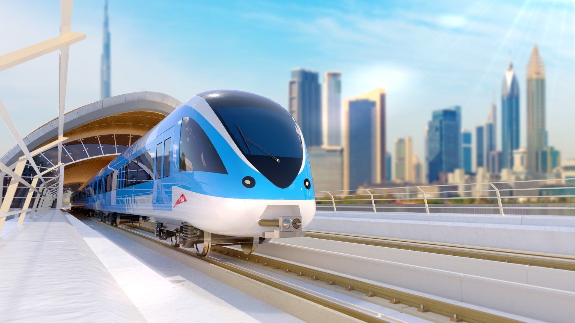 dubai metro stations with train 3D model_25