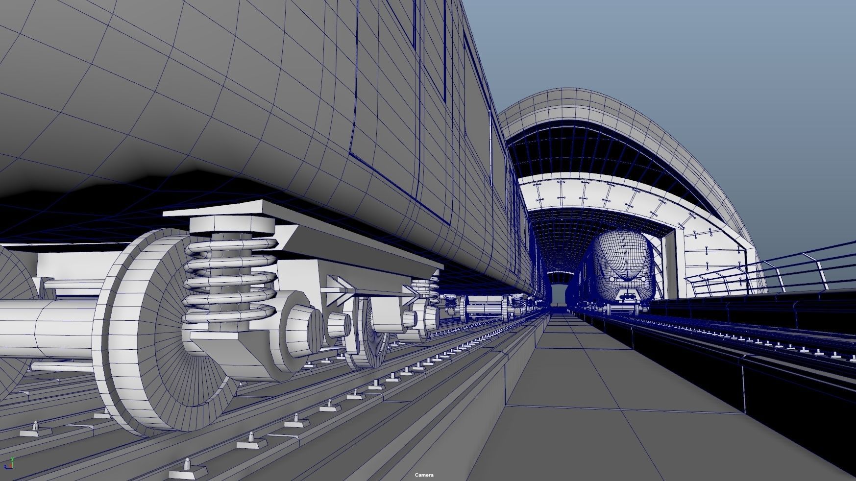 dubai metro stations with train 3D model_29