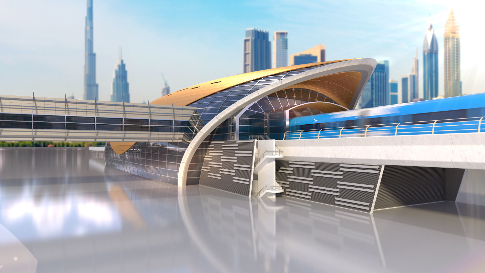 dubai metro stations with train 3D model_20