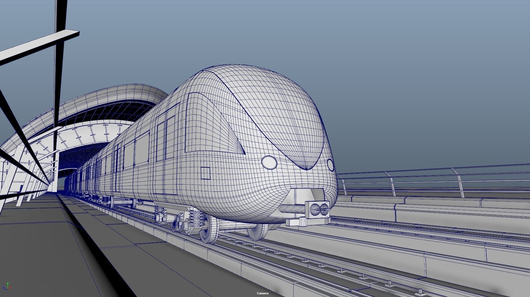 dubai metro stations with train 3D model_36