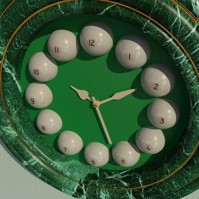 Wall clock billiard 3D model_1