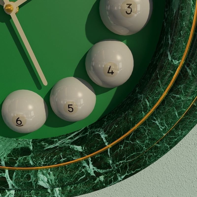 Wall clock billiard 3D model_3