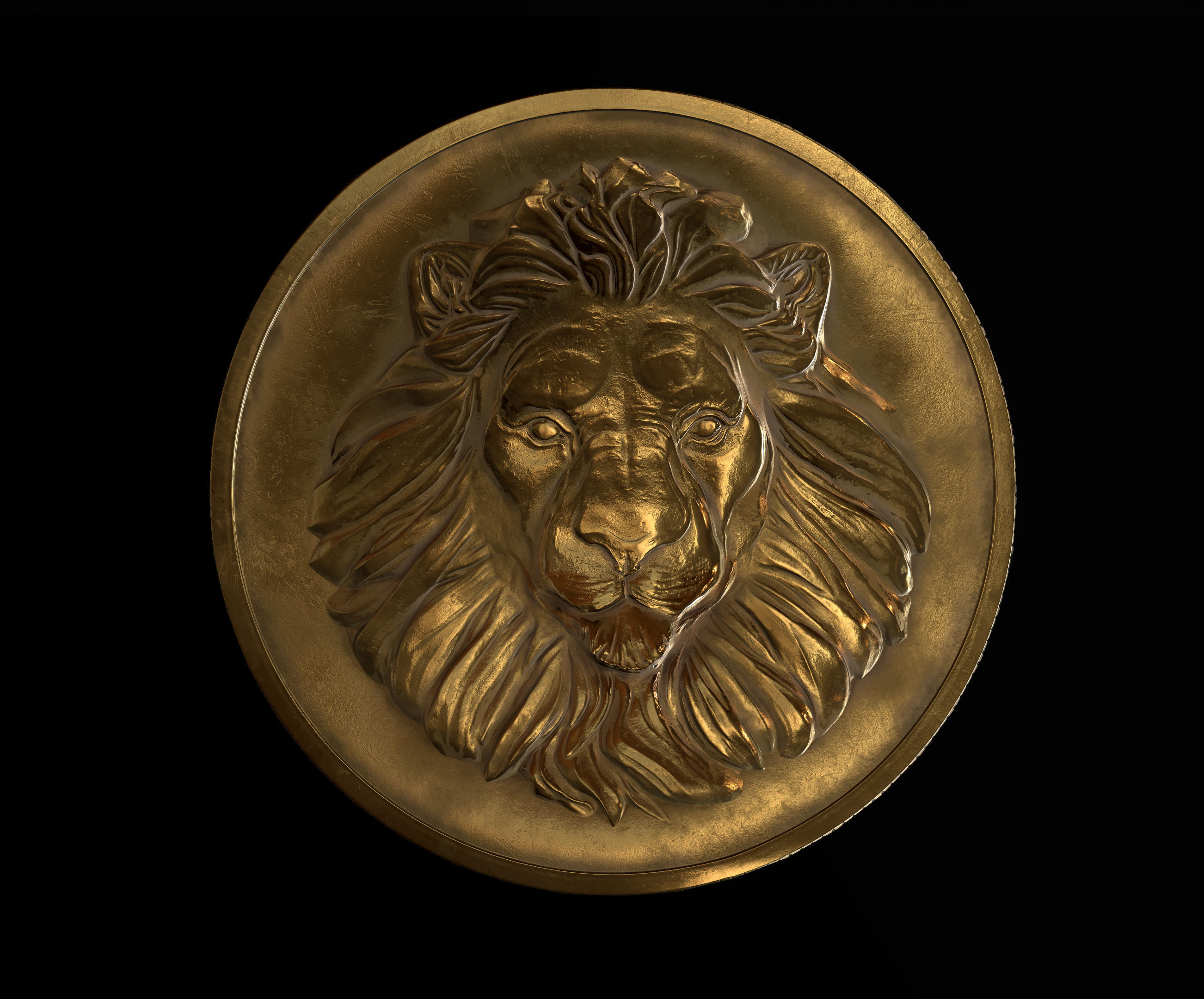 Lion Coin lowpoly PBR and Hipoly asset Low-poly 3D model_3