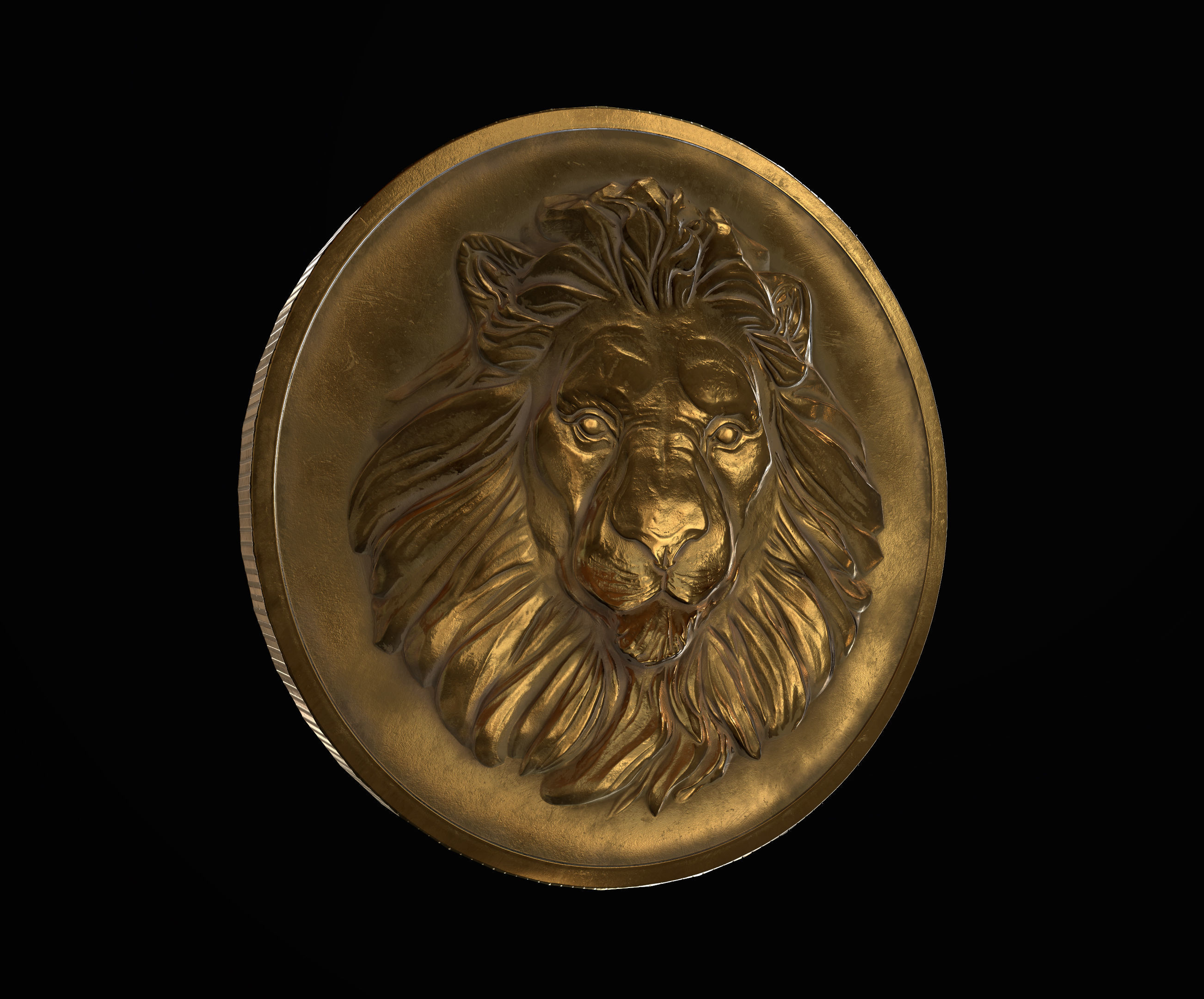 Lion Coin lowpoly PBR and Hipoly asset Low-poly 3D model_12