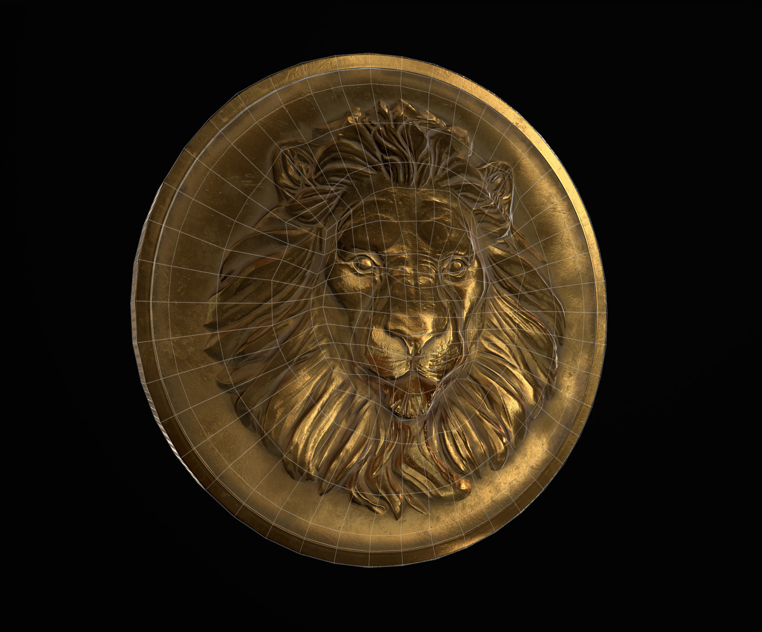 Lion Coin lowpoly PBR and Hipoly asset Low-poly 3D model_2